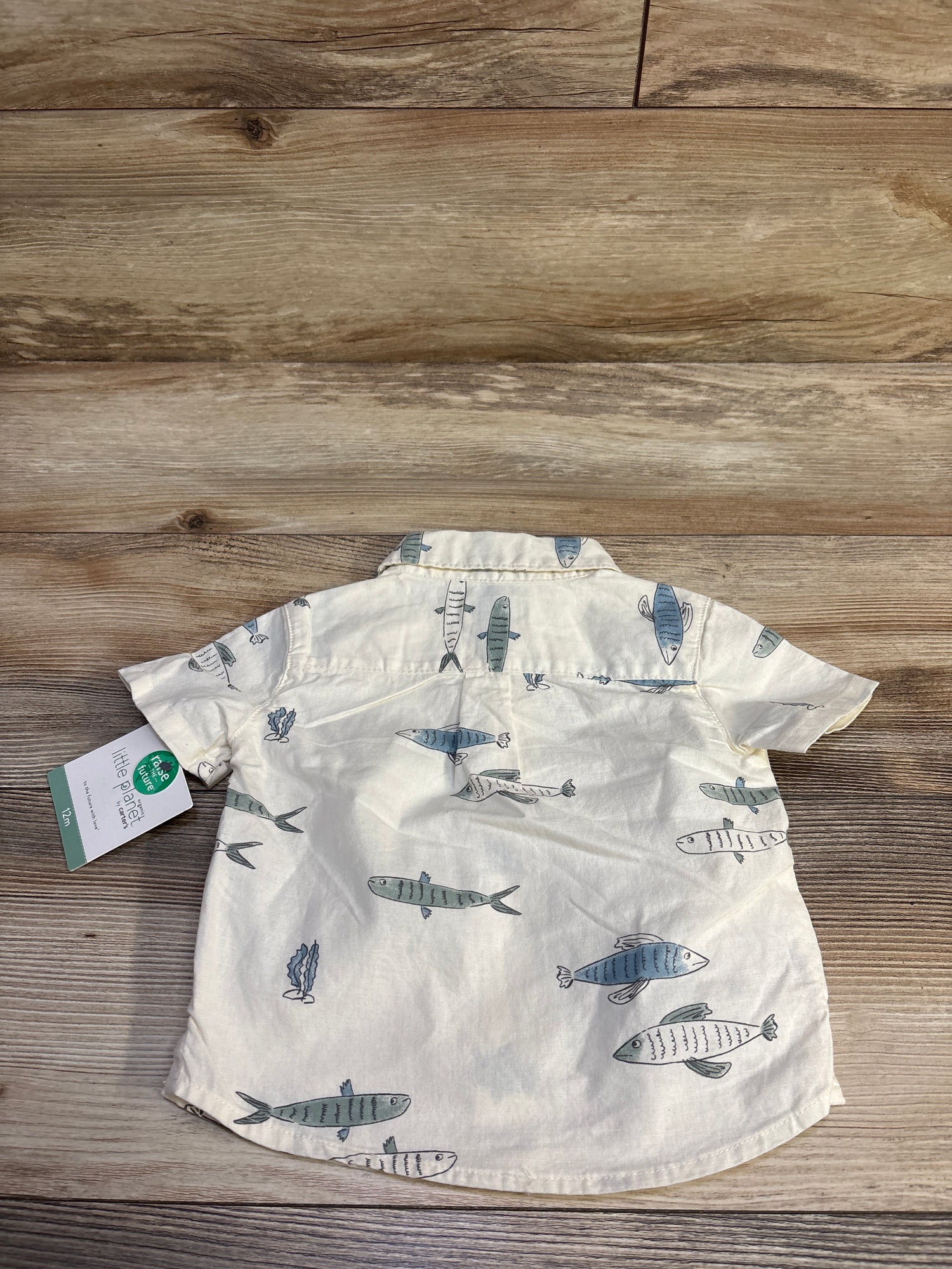 NEW Little Planet Organic Button-Up Shirt Ivory sz 12m