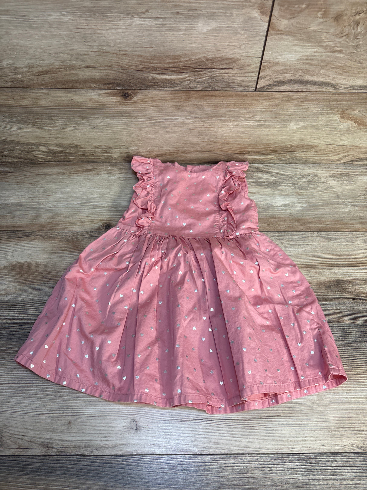 Simple Joys Heart Print Sleeveless Dress Pink sz 3T