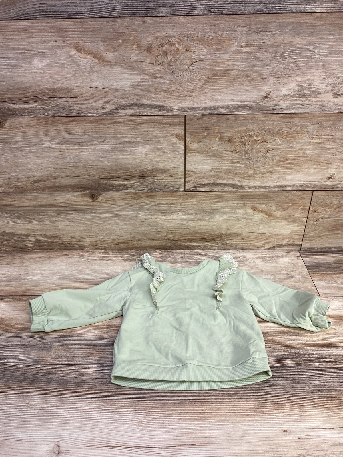 Little Me Eyelet Sweatshirt Green sz 24m