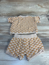 Knit Checkered Short Set Caramel sz 18-24m