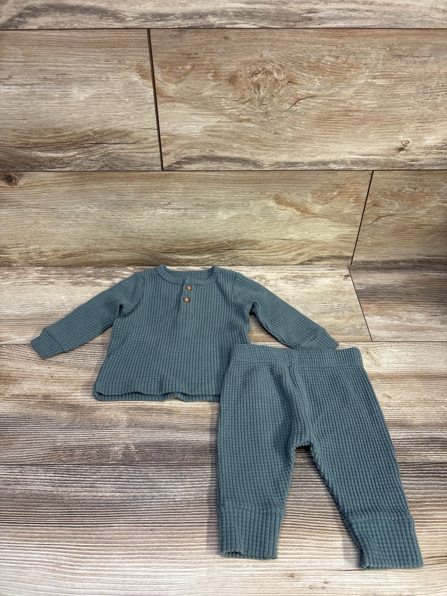 Just One You 2pc Textured Shirt & Pants Set Green sz 3m
