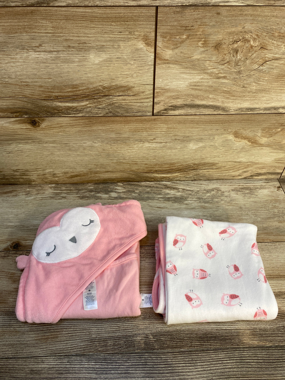 Carter's Just One You Baby 2Pk Owl Hooded Bath Towel - Pink