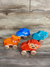 Wooden Animal Wheel Vehicles 4pk