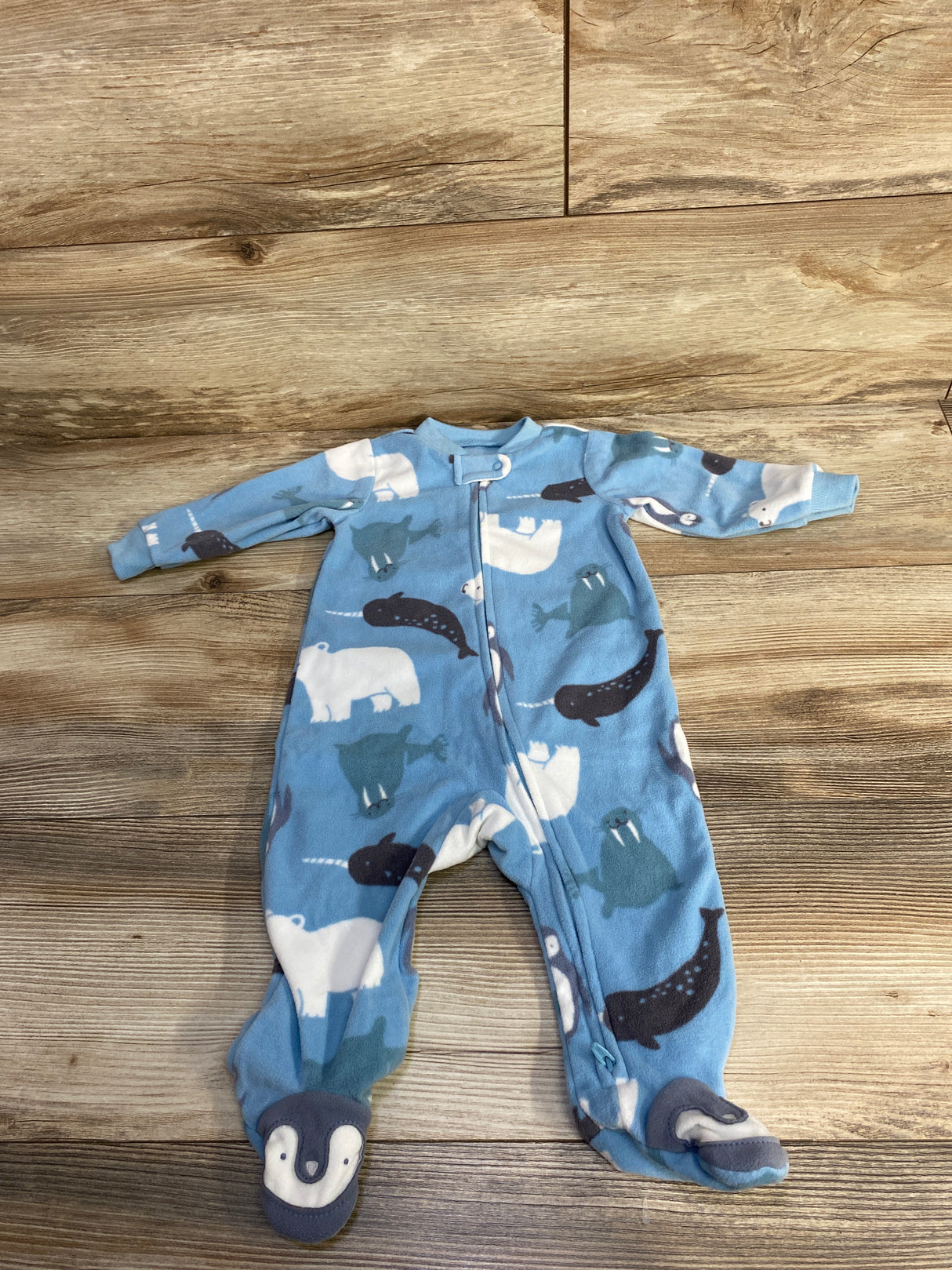 Just One You Animal Print Blanket Sleeper Blue sz 6m