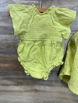 Ivy City Mother & Daughter Set Smocked Dress & Romper Lime sz 1X/3-6m