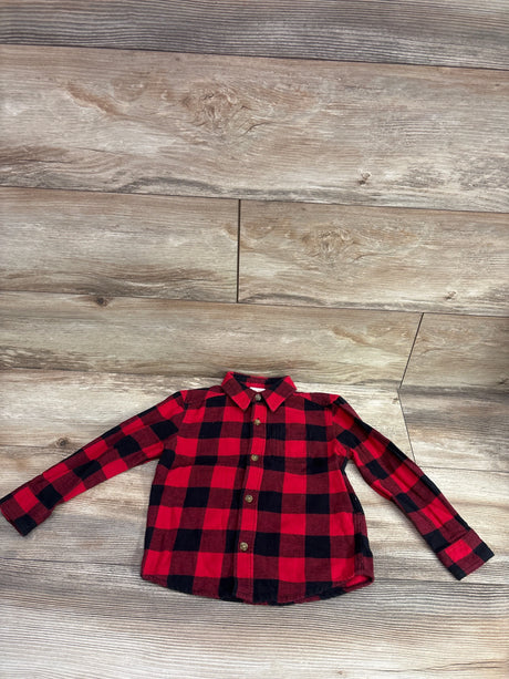 Jumping Beans red and black buffalo plaid button-up flannel shirt for kids size 3T
