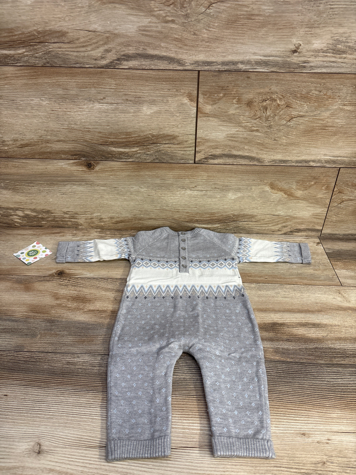 NEW Little Me Penguin Fair Isle One Piece Gery sz 6m
