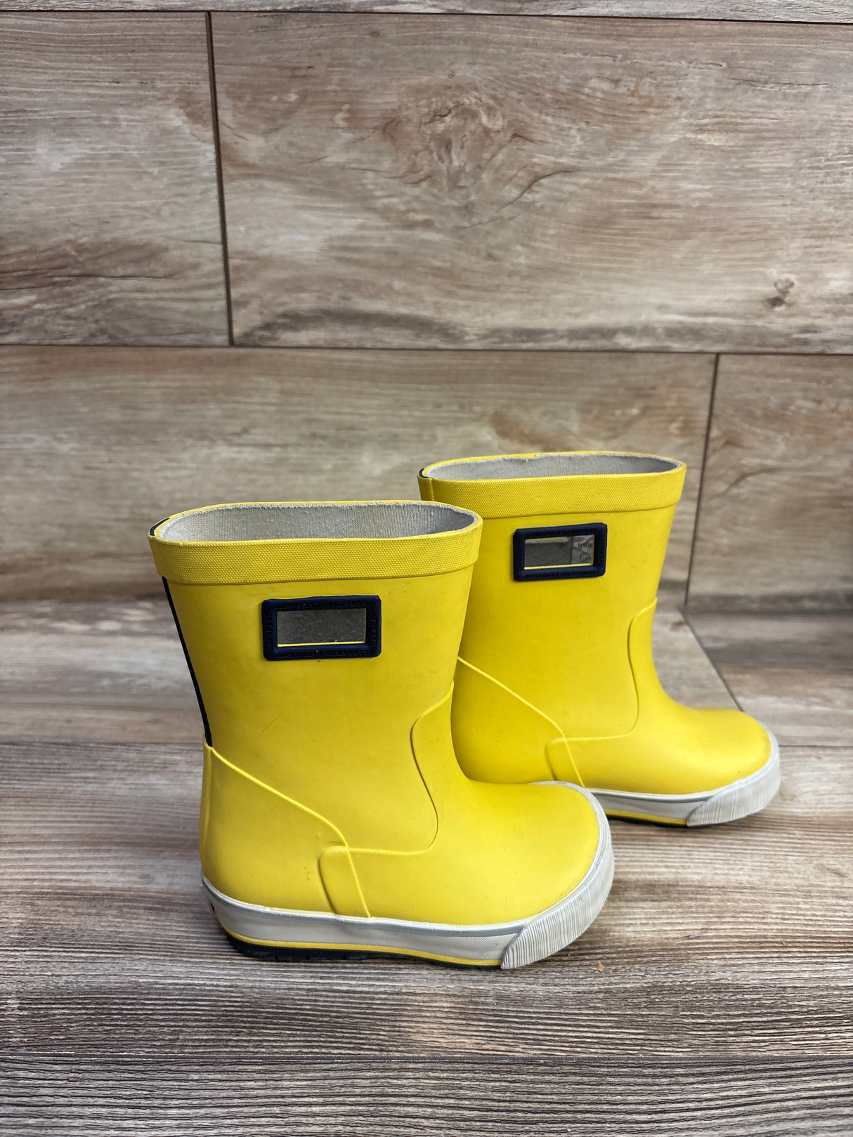 Lands' End Pull On Splash Rubber Rain Boots Yellow sz 8c