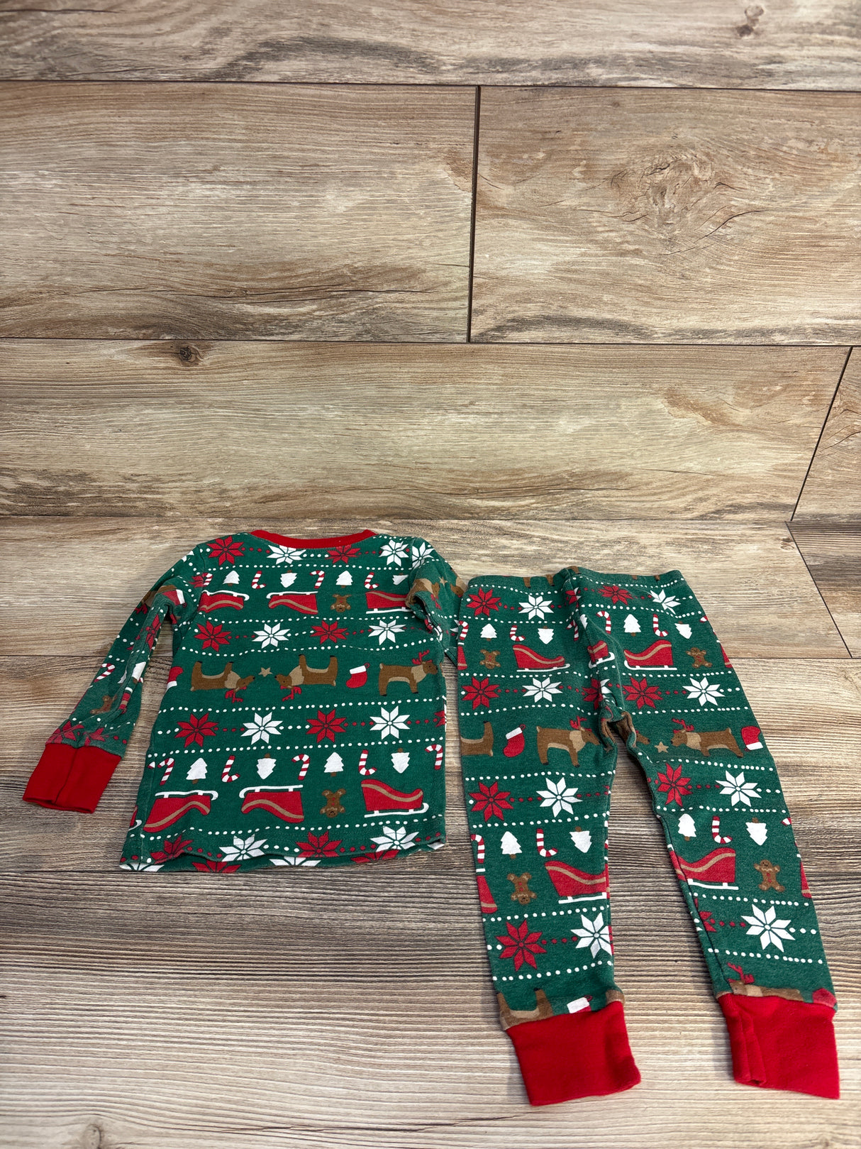 Cat & Jack 2pc Velour Christmas Pajama Set Green sz 18m