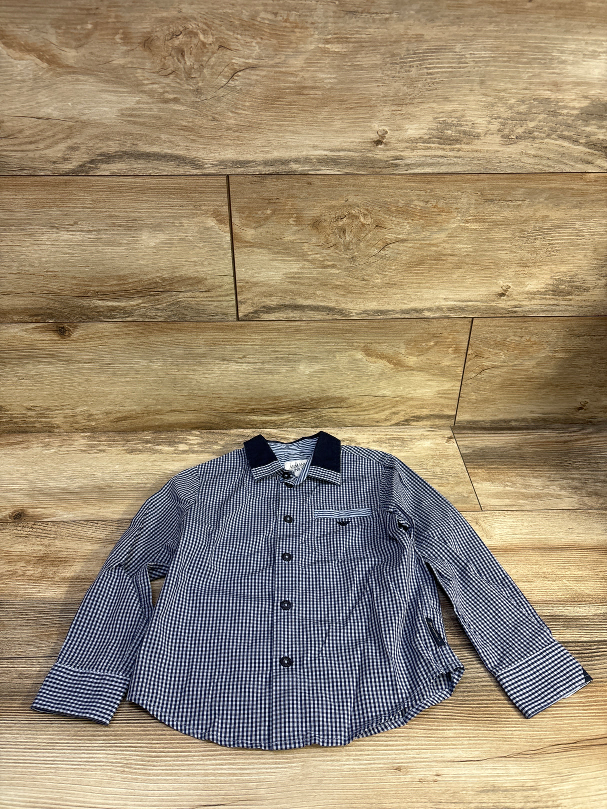 Armani Junior Long Sleeve Button-Up Shirt Blue sz 3T