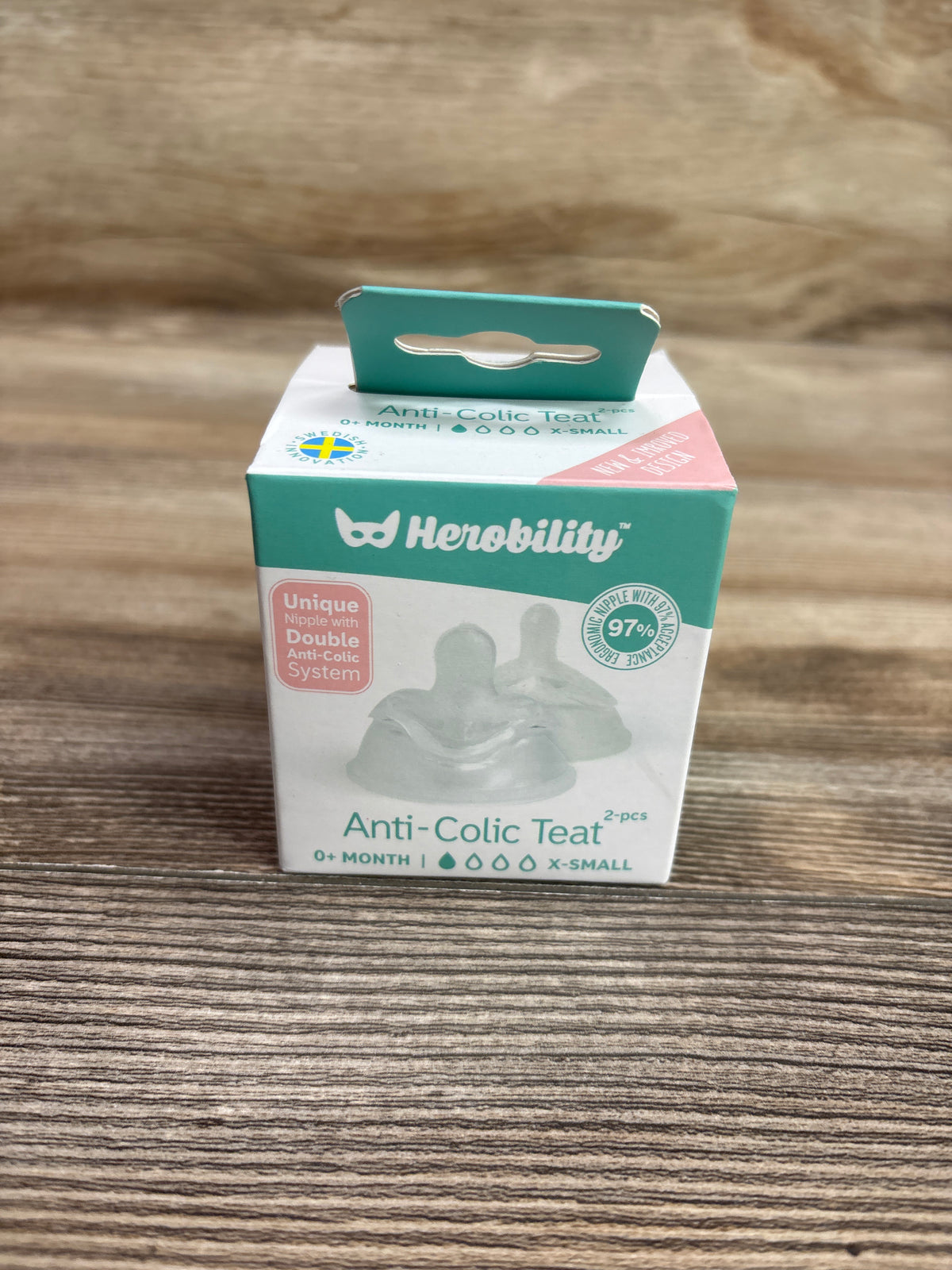 NEW Herobility 2pk Anti-Colic Nipples XS Flow 1