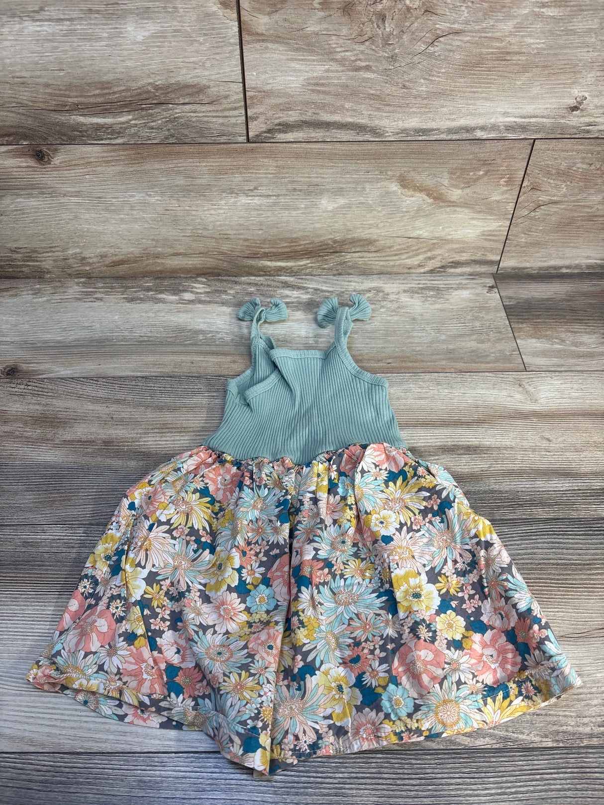 Bagilaanoe Floral Sleeveless A-line Dress Green sz 3-4T