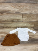 BULINGNA 2pc Auntie is my Bestie Long Sleeve Bodysuit & Corduroy Skirt White sz 3-6m
