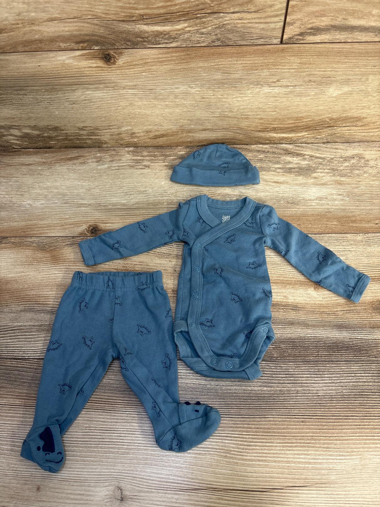 Just One You 3pc Dinosaur Print Kimono Set Blue sz Preemie
