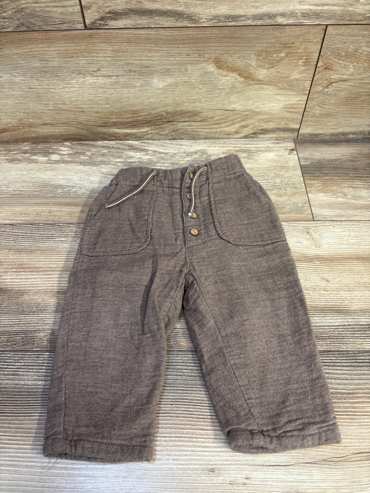 Zara Button Drawstring Joggers Brown sz 9-12m