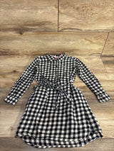 H&M Gingham Henley Waist-Tie Dress Black sz 4-5T