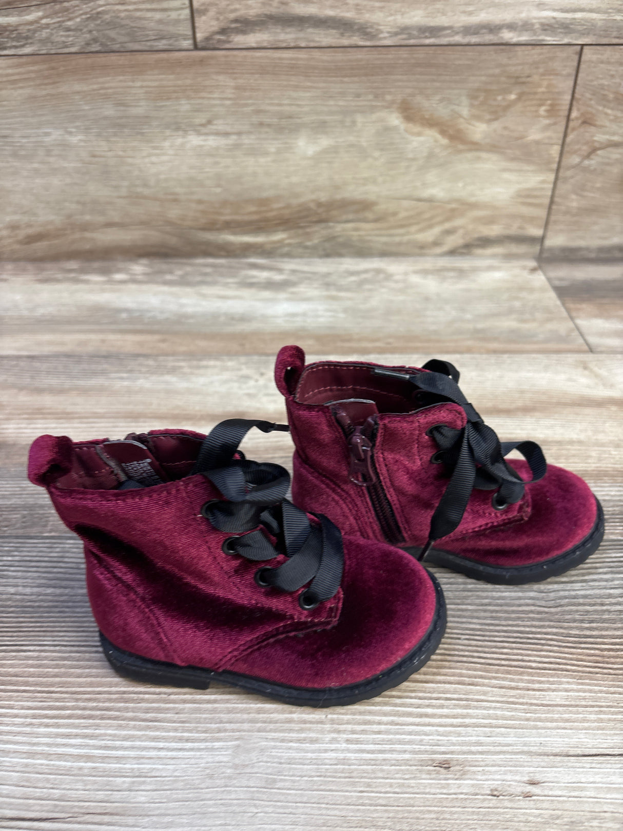Cat & Jack Velvet Boots Burgundy sz 5c