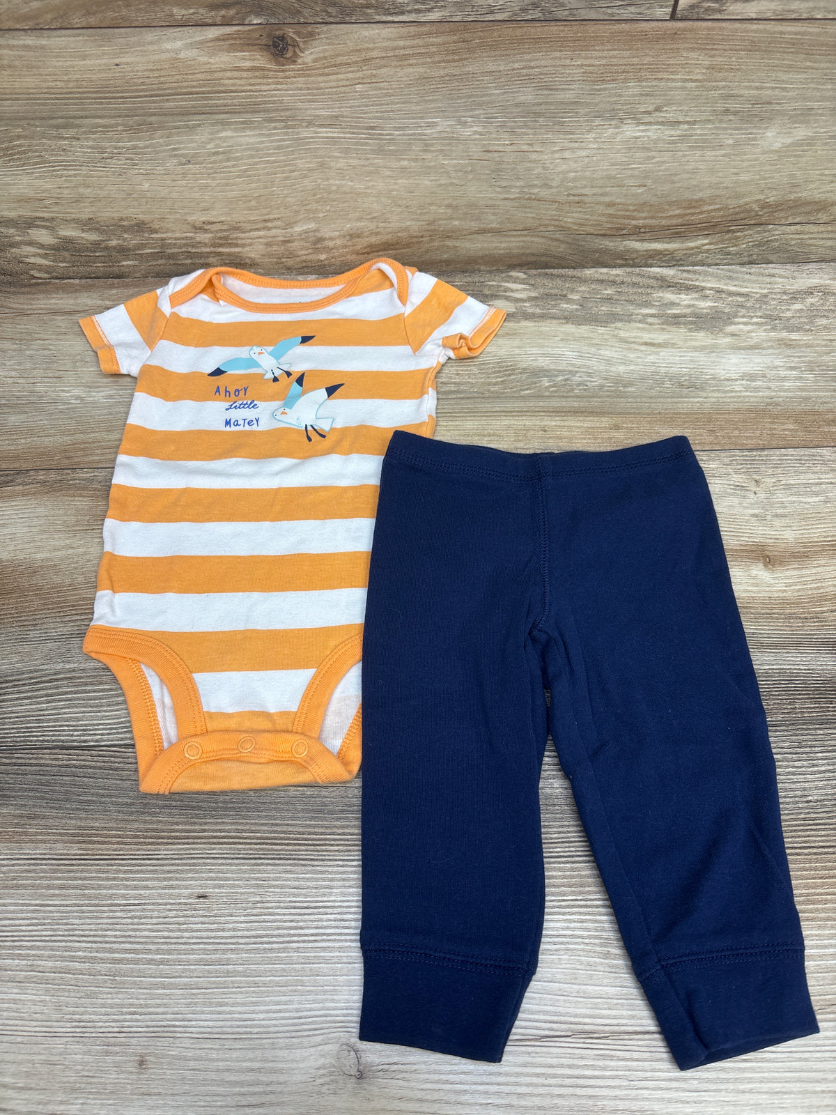 Carter's 2pc Striped Bodysuit & Pants Orange sz 9m