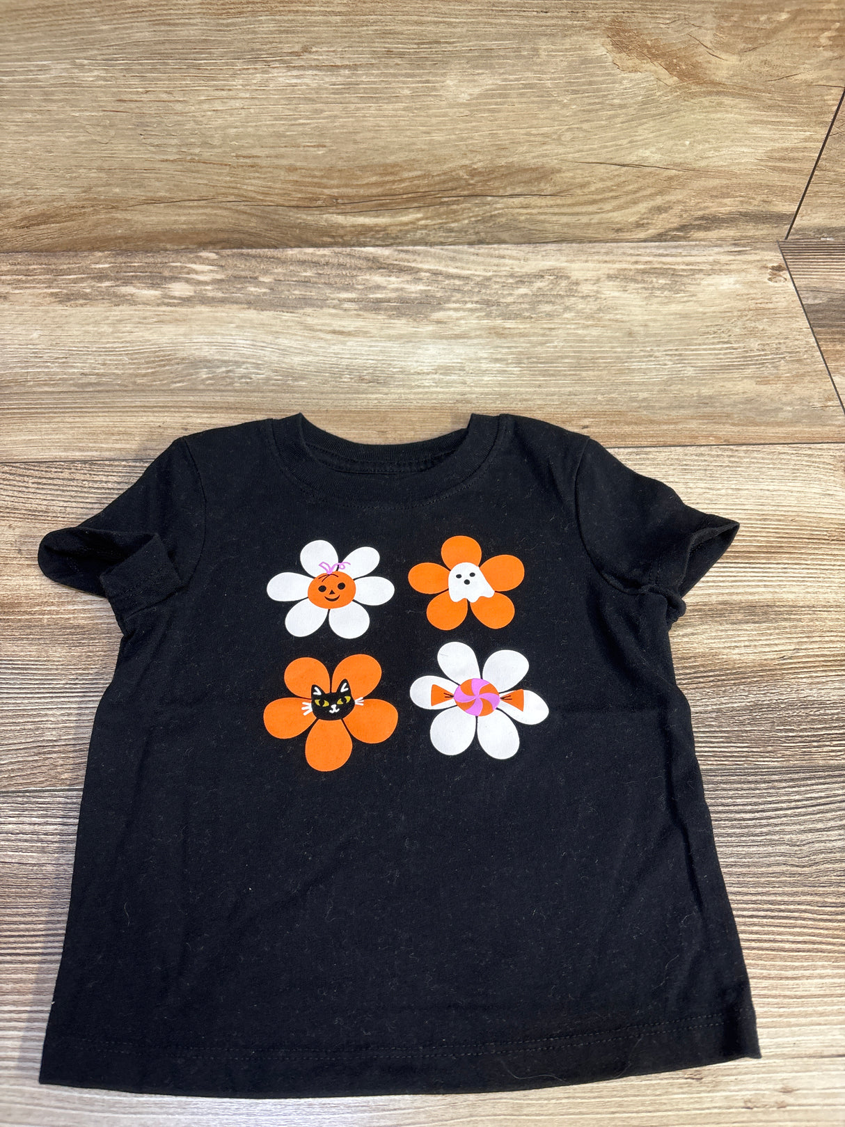 Cat & Jack Halloween Flower Shirt Black sz 12m