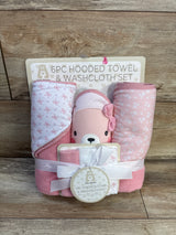 NEW Little Wonder 6pc Hooded Towel & Washcloth Set - Pink