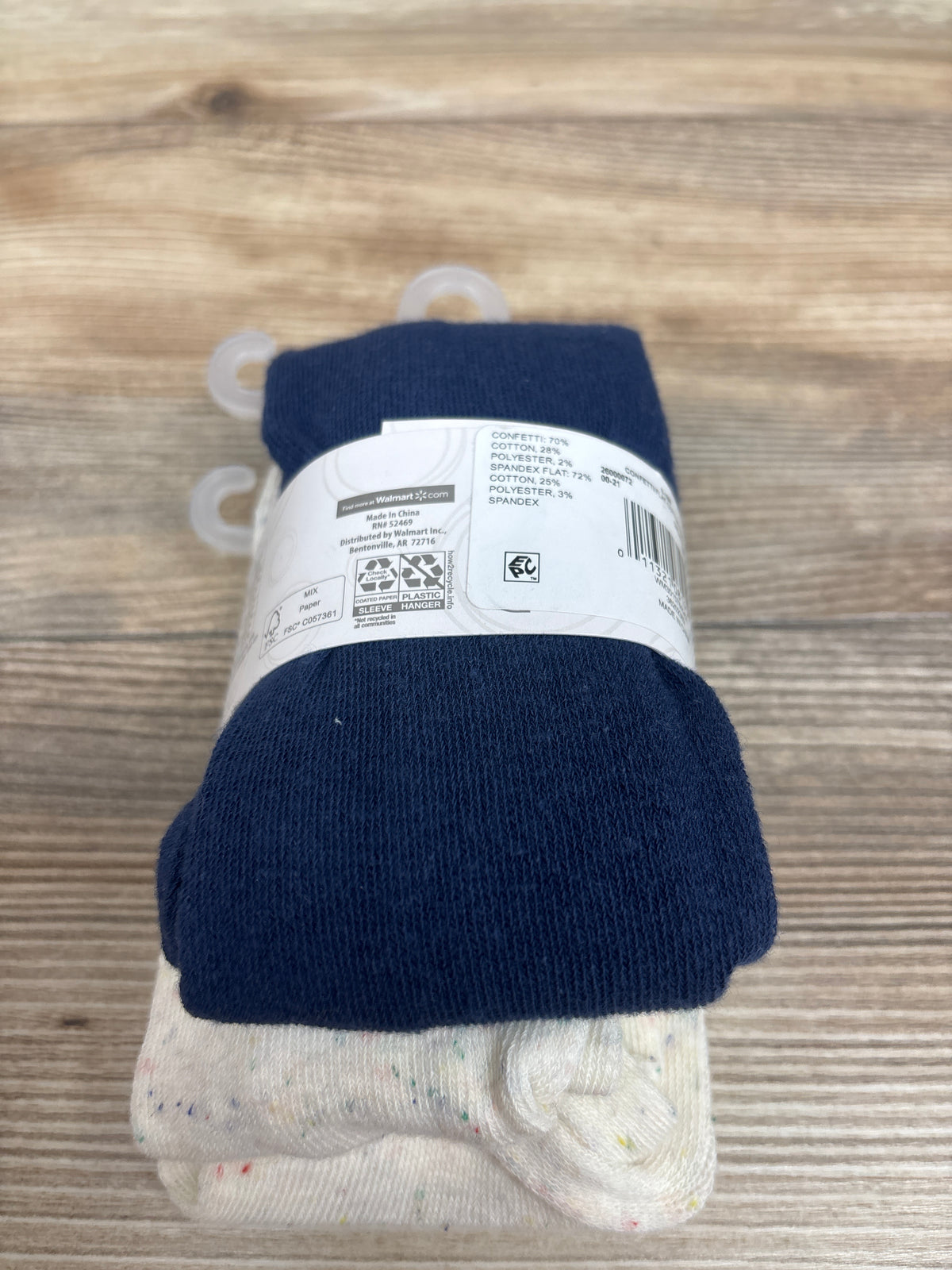 NEW Wonder Nation 2pk Cotton Tights Cream/Navy sz 6-18m