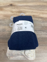 NEW Wonder Nation 2pk Cotton Tights Cream/Navy sz 6-18m