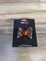 NEW Faux Leather Halloween Double Layer Bow w/ Pumpkin Applique