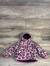 Okie Dokie Reversible Puffer Coat Pink Leopard/Black Coat sz 24m