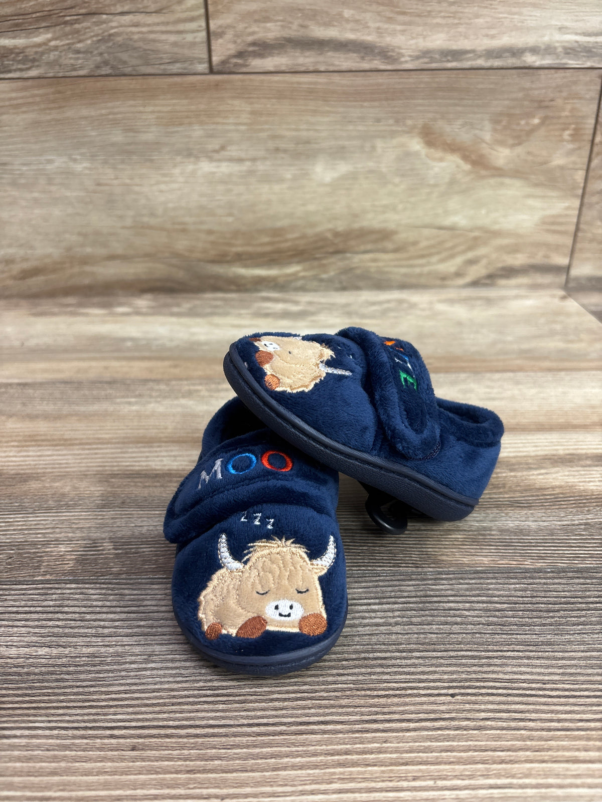 NEW Wonder Nation Moo Nite Slippers Navy sz 4c