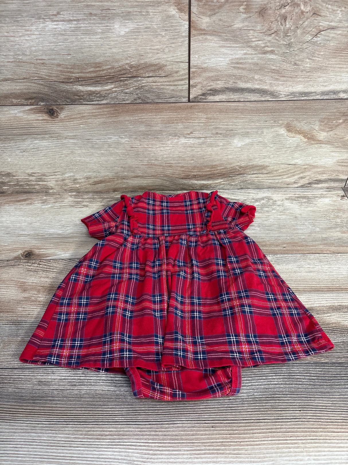 H&M Plaid Bodysuit Dress Red sz 9m
