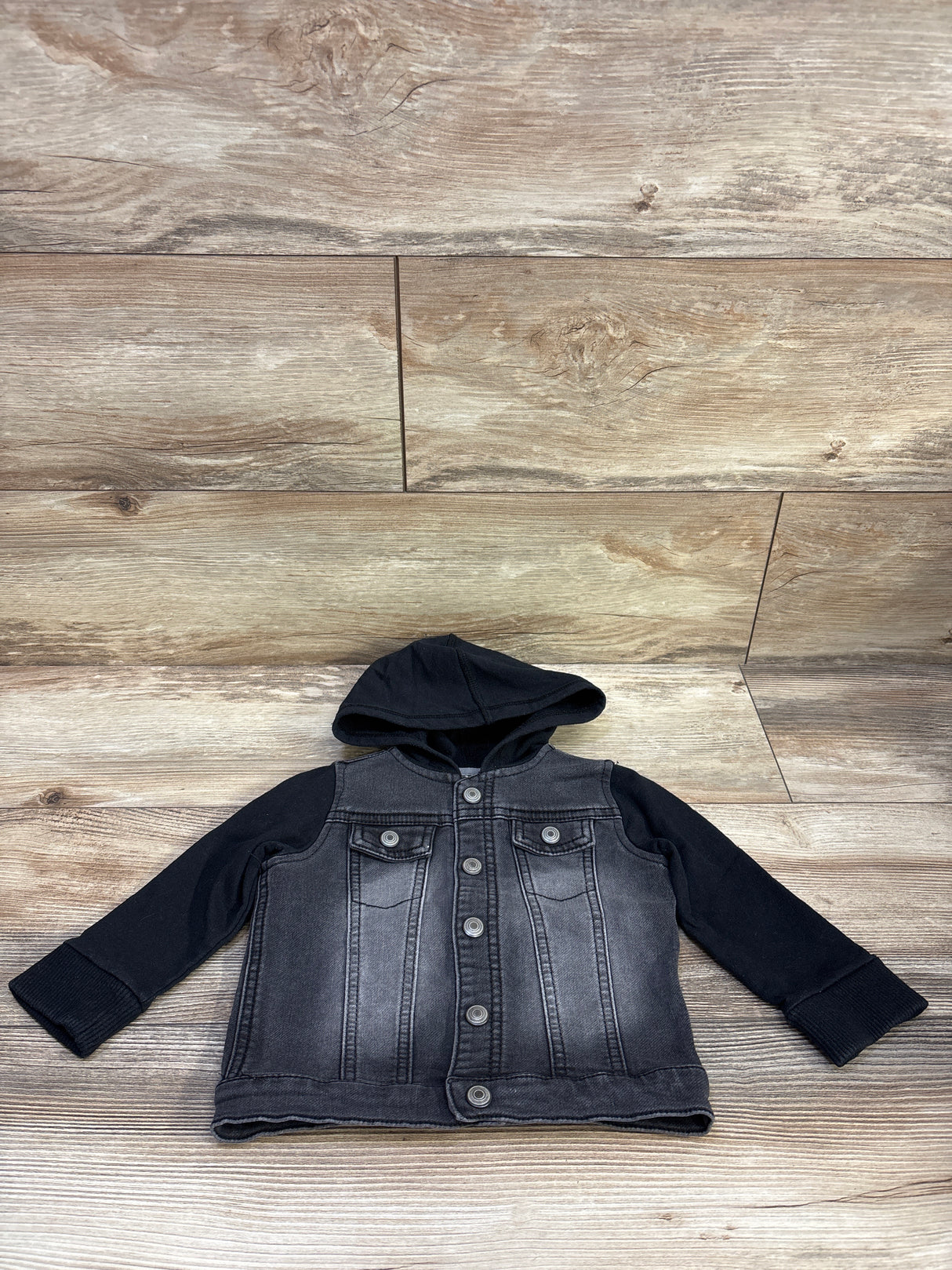 First Impressions Hooded Denim Jacket Black sz 12m