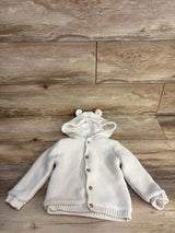 M&S Garter Knit Hooded Cardigan Ivory sz 18-24m