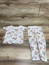 Just One You 2pc Floral Pajama Set White sz 5T