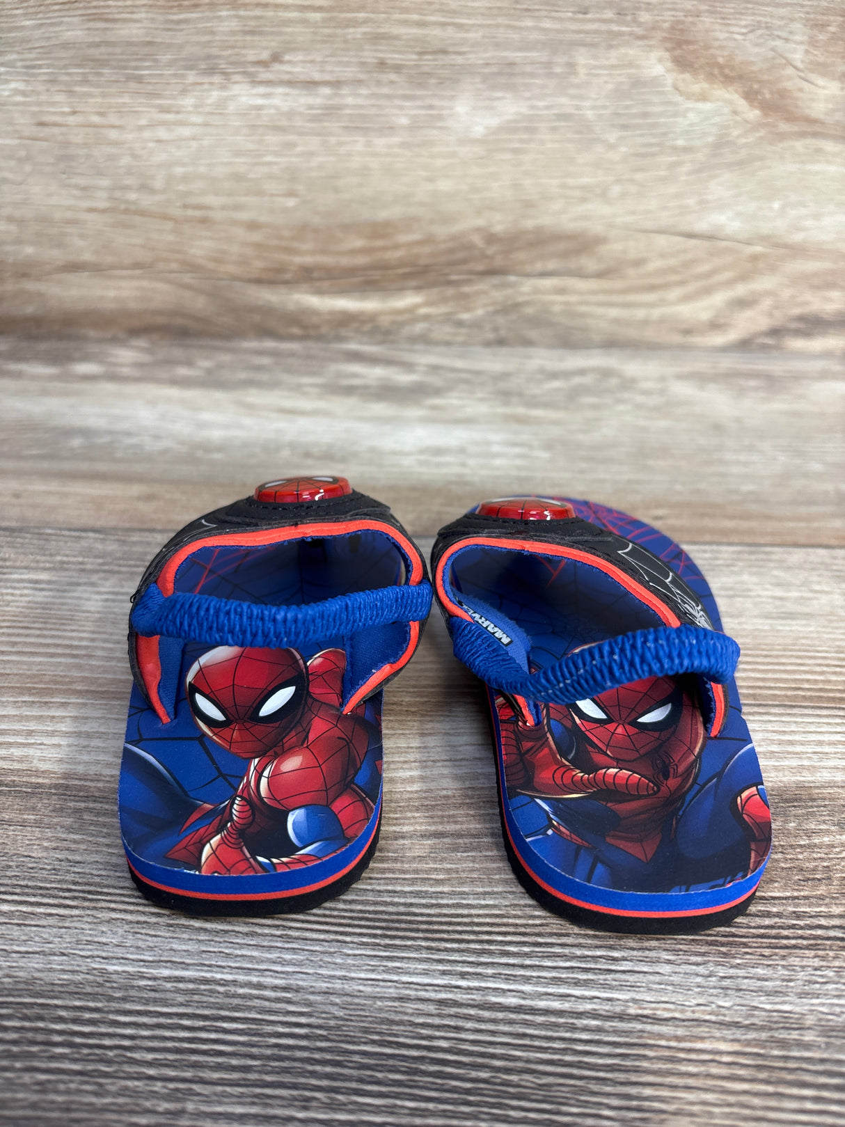 Marvel Spider-Man Light Up Flip Flop Sandals Blue sz 5-6c
