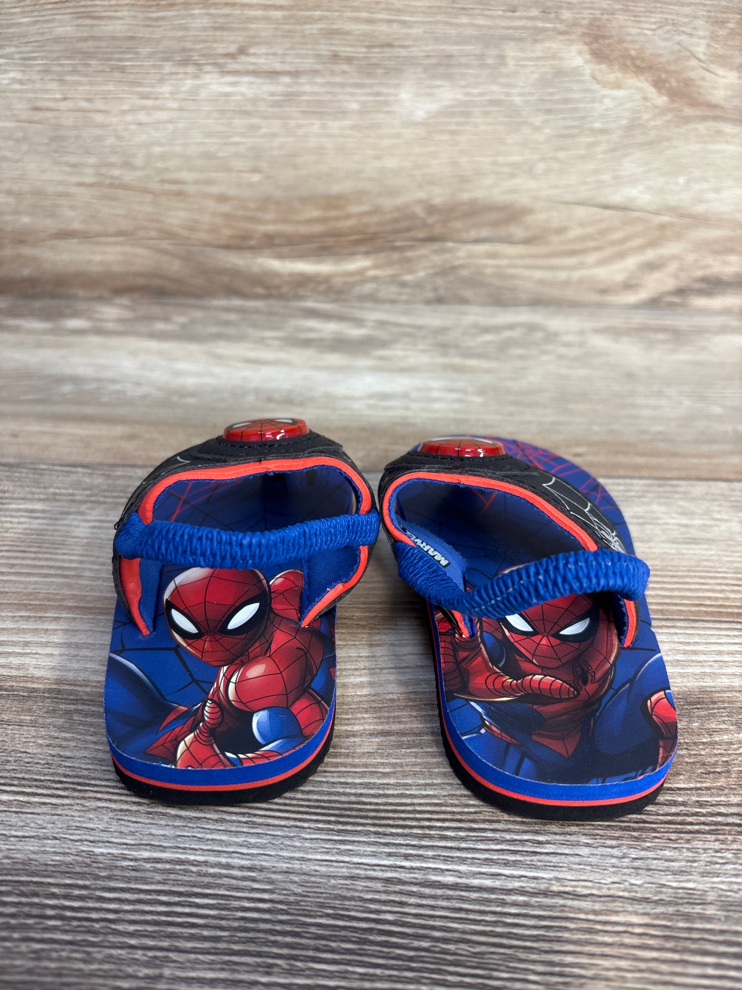 Marvel Spider-Man Light Up Flip Flop Sandals Blue sz 5-6c