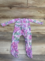 Bums & Roses Bamboo Floral Ruffle Footie Sleeper Pink sz 9-12m