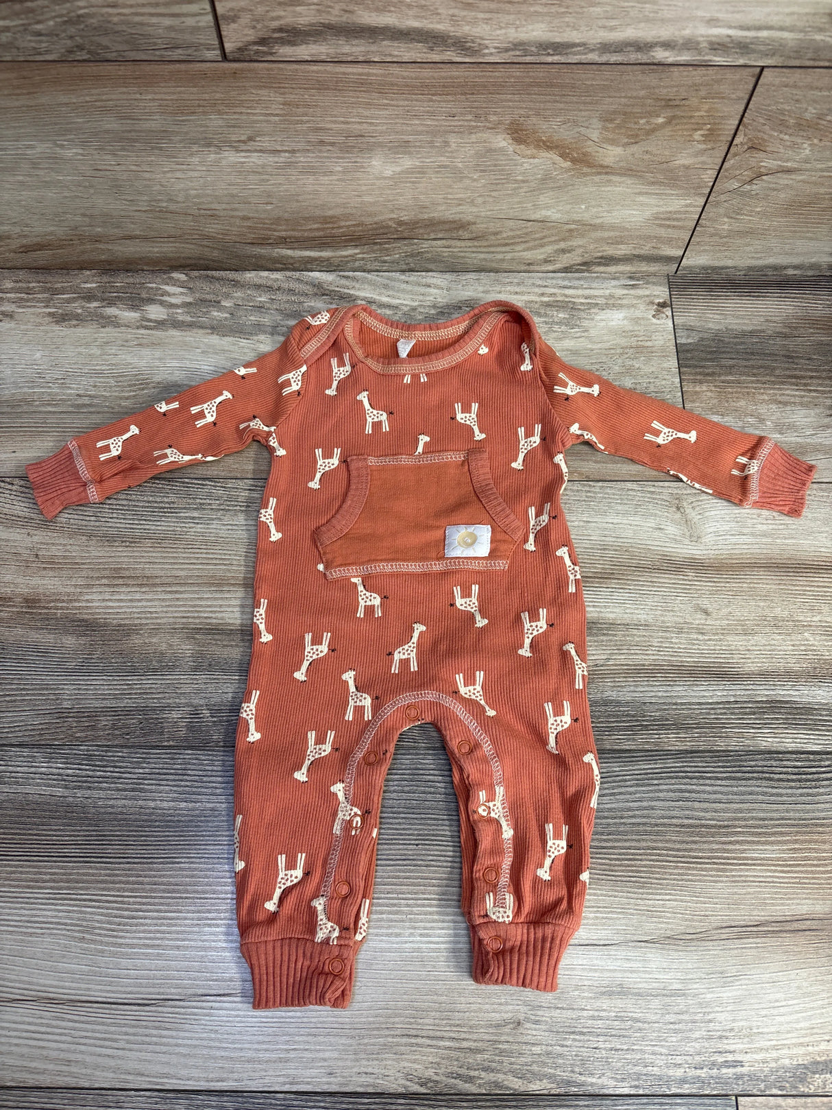 Peyton & Scout Ribbed Giraffe Coverall Rust sz 6-9m
