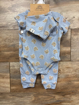 NEW Wonderluxe 3pc Bodysuit, Pants, & Bib Set Blue sz 6/9m