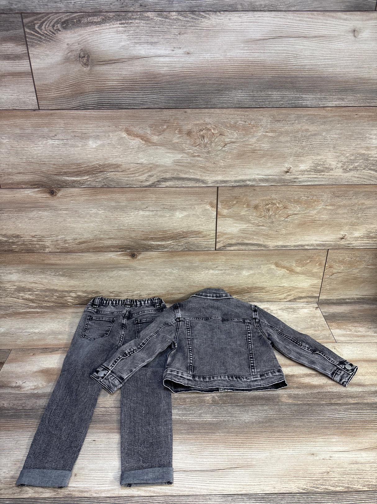 Shein 2pc Distressed Denim Jacket & Jeans Set Grey sz 3T