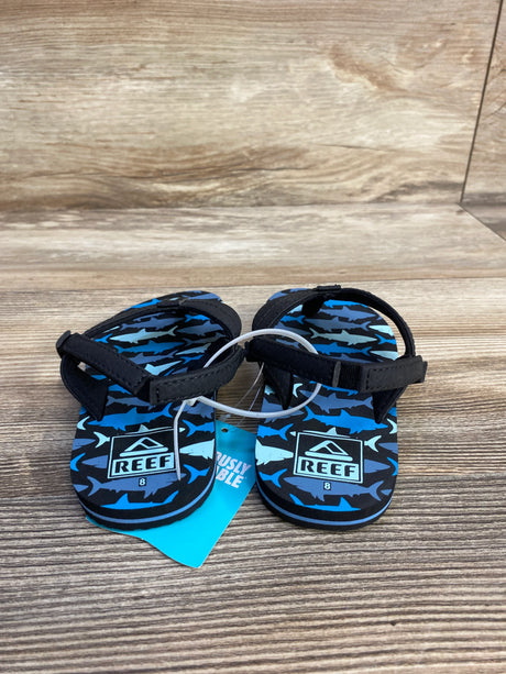 NEW Reef Little Uni Flip Flops in Blue Sharks sz 8c - Me n Mommy To Be