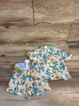 NEW Bluey 2pc Button Up Gauze Shirt & Shorts Set Cream sz 3-6m