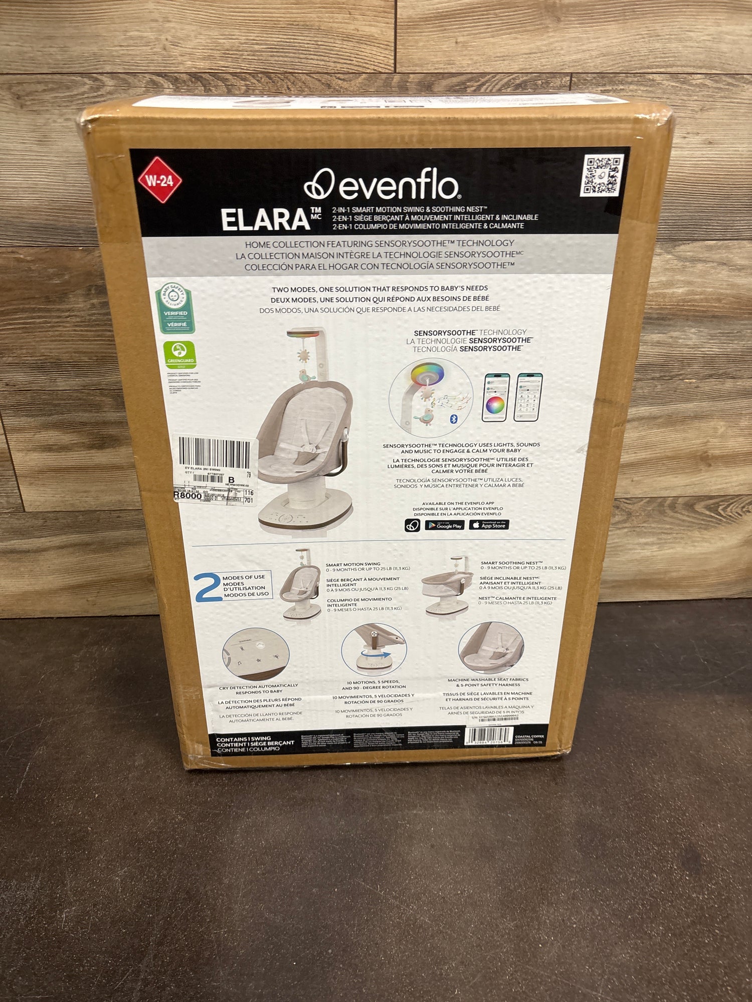 NEW Evenflo Elara 2-in-1 Smart Motion Swing & Soothing Nest in Coastal Coffee