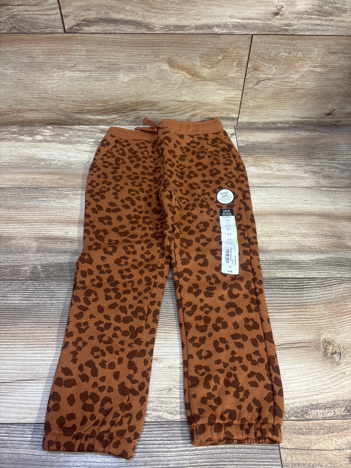 NEW Okie Dokie Leopard Print Joggers Brown sz 4T
