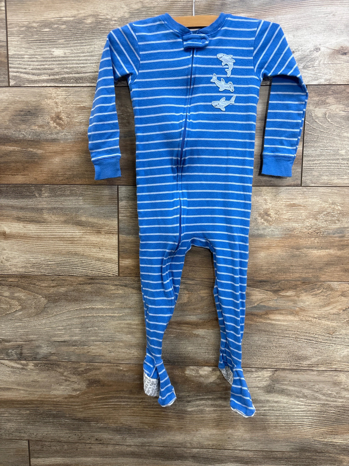 Just One You Striped Shark Sleeper Blue sz 2T