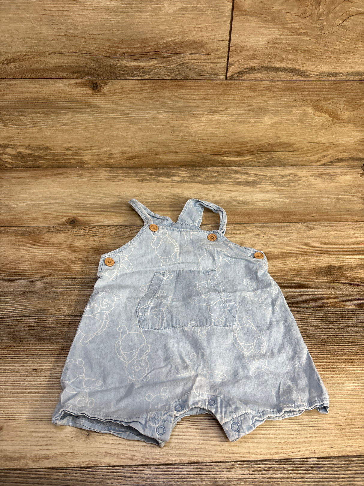 Disney Baby Winnie The Pooh Chambray Shortalls Blue sz 12m