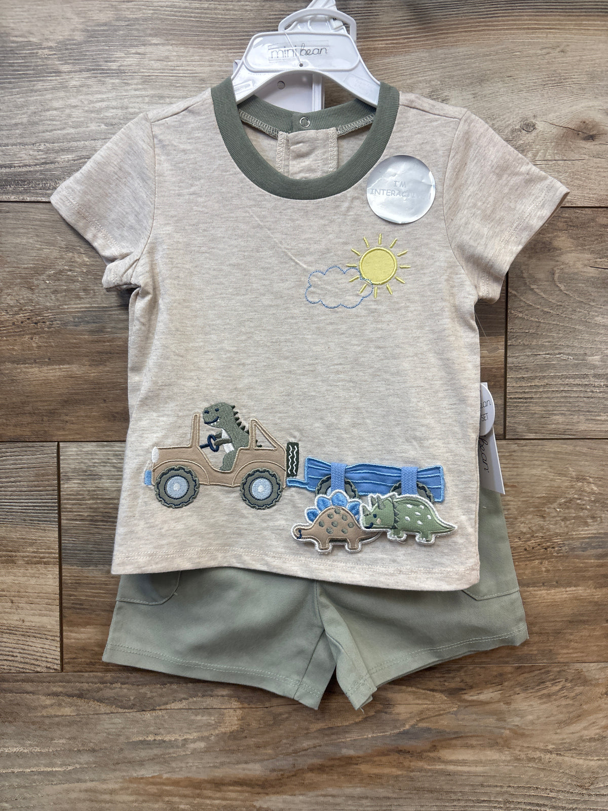 NEW Mini Bean 3pc Shirt, Shorts, & Hat Set Beige sz 24m