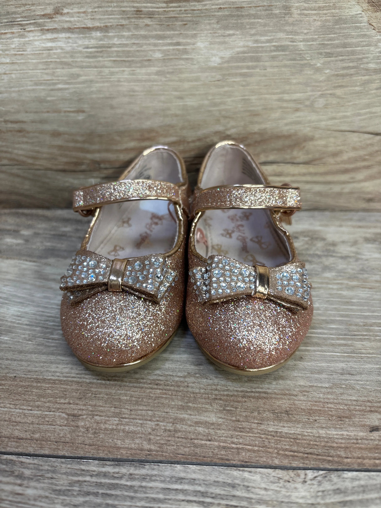 Self Esteem Lil Atavia Glitter Special Occasion Flats Rose Gold sz 6c - Me n Mommy To Be