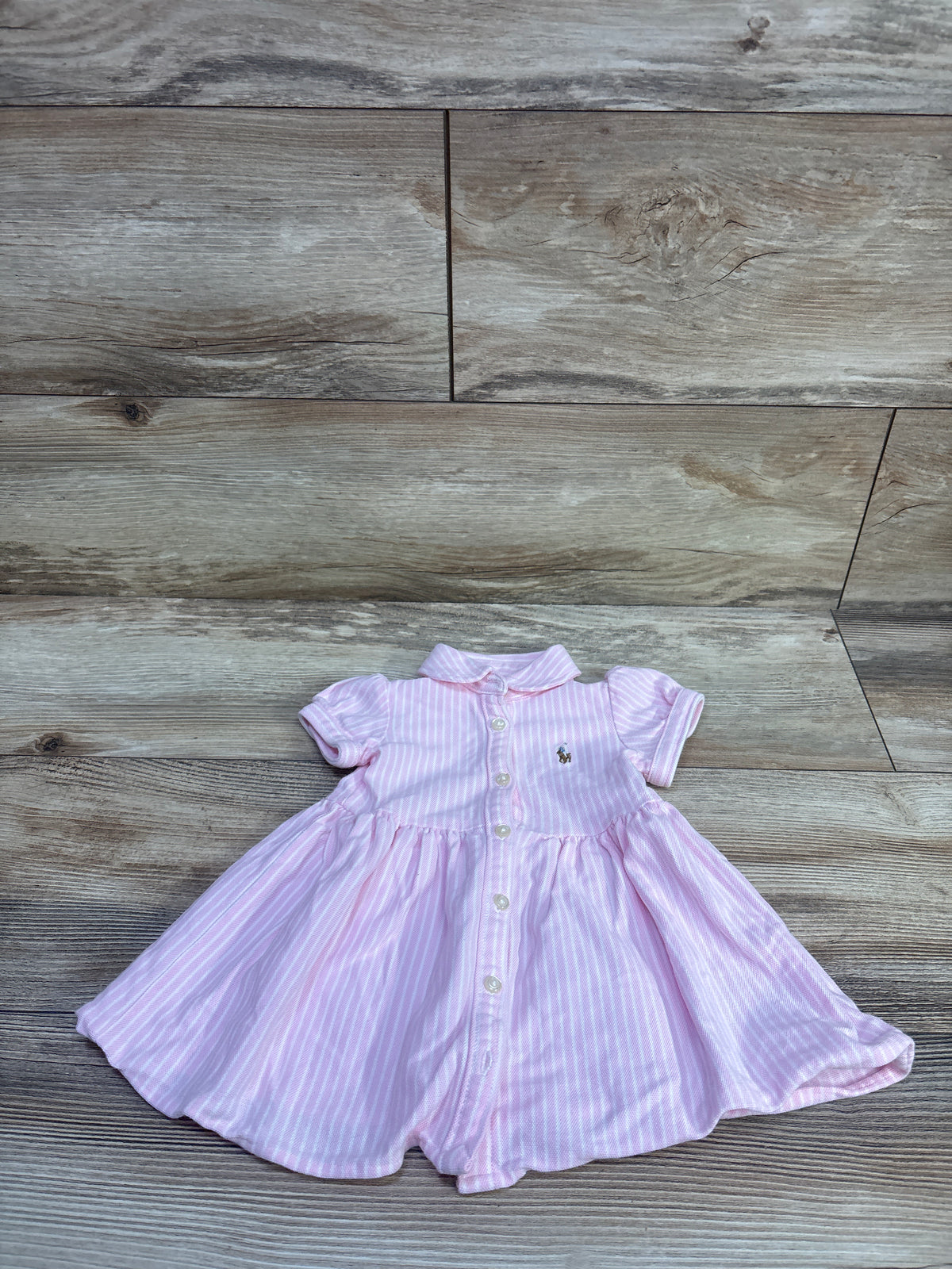 Polo Ralph Striped Cotton Oxford Dress Pink sz 6m