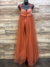 Faeriesty Maternity Mesh Overlay Lace Fall Photography Dress Rust sz XL*