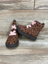 NEW Cat & Jack Toddler Girls Leopard Print Zipper Combat Boots Brown Sz 5c